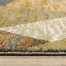 5' X 7' Gold Blue Green Rust Beige Purple And Teal Geometric Power Loom Stain Resistant Area Rug