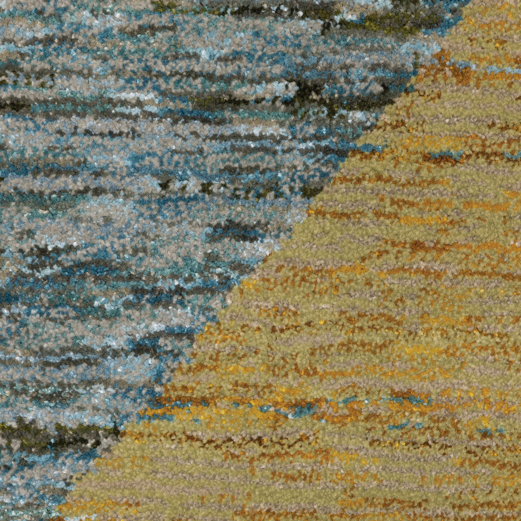 9' X 12' Gold Blue Green Rust Beige Purple And Teal Geometric Power Loom Stain Resistant Area Rug