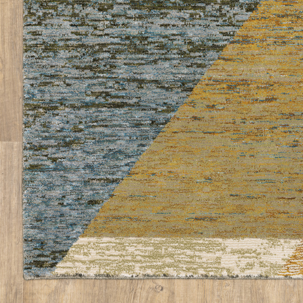 9' X 12' Gold Blue Green Rust Beige Purple And Teal Geometric Power Loom Stain Resistant Area Rug