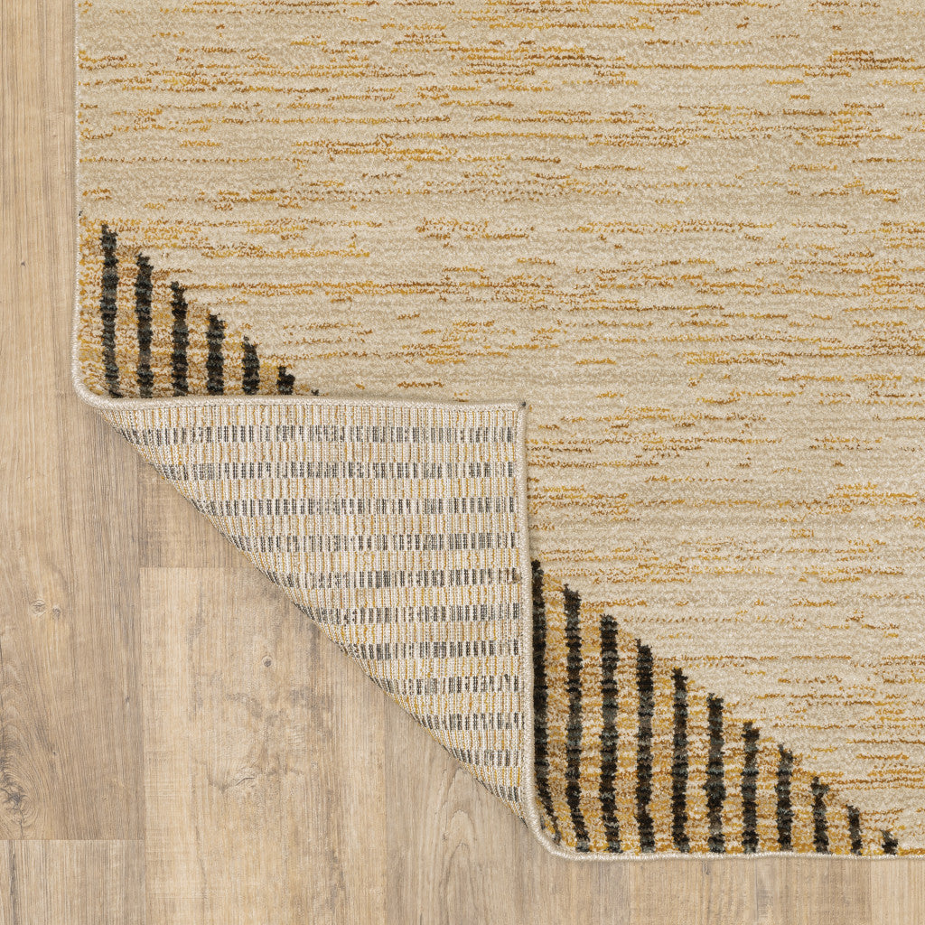 6' X 9' Gold Brown Blue Charcoal Rust And Beige Geometric Power Loom Stain Resistant Area Rug