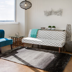 2' X 3' Black And Gray Shag Tufted Handmade Area Rug