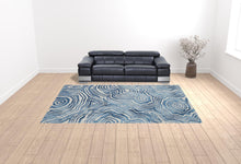 4' X 6' Blue And Ivory Wool Geometric Tufted Handmade Area Rug