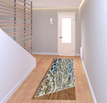 4' X 6' Ivory Blue And Green Floral Stain Resistant Area Rug