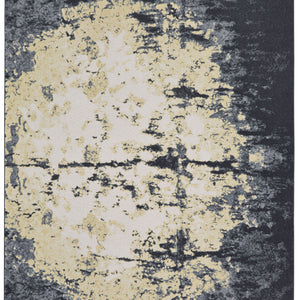 4' X 6' Black Gray And Gold Geometric Stain Resistant Area Rug