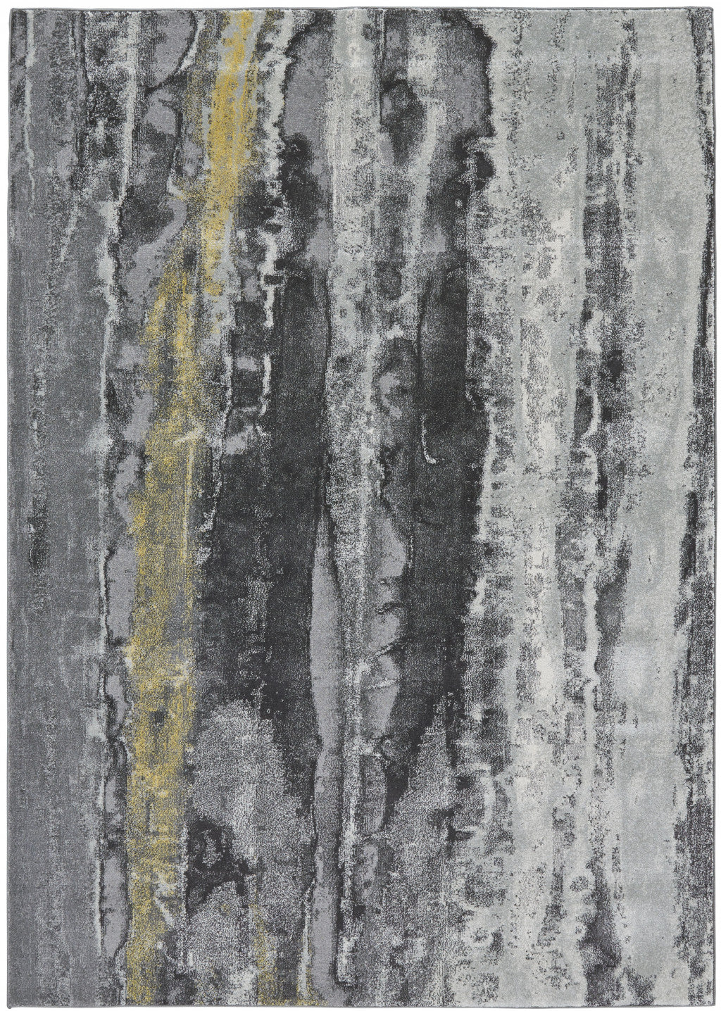 4' X 6' Gray And Black Abstract Stain Resistant Area Rug