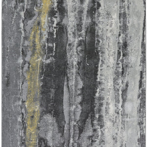 4' X 6' Gray And Black Abstract Stain Resistant Area Rug