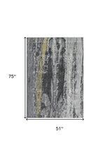 4' X 6' Gray And Black Abstract Stain Resistant Area Rug