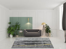 4' X 6' Gray And Black Abstract Stain Resistant Area Rug