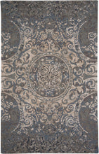 5' X 8' Gray Blue And Taupe Wool Abstract Tufted Handmade Stain Resistant Area Rug