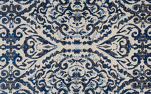 Blue Ivory And Black Floral Distressed Stain Resistant Area Rug - 2' X 4'