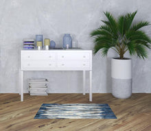 2' X 4' Ivory Blue And Gray Abstract Distressed Area Rug