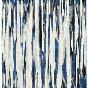 2' X 4' Ivory Blue And Gray Abstract Distressed Area Rug