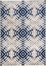 2' X 4' Ivory Blue And Gray Abstract Distressed Stain Resistant Area Rug