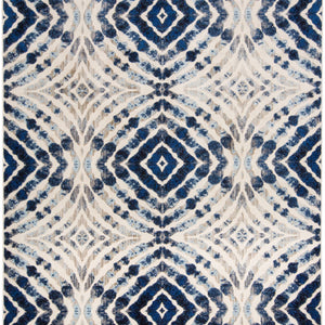 2' X 4' Ivory Blue And Gray Abstract Distressed Stain Resistant Area Rug