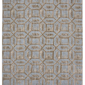 Blue Taupe And Ivory Floral Distressed Stain Resistant Area Rug - 2' X 4'