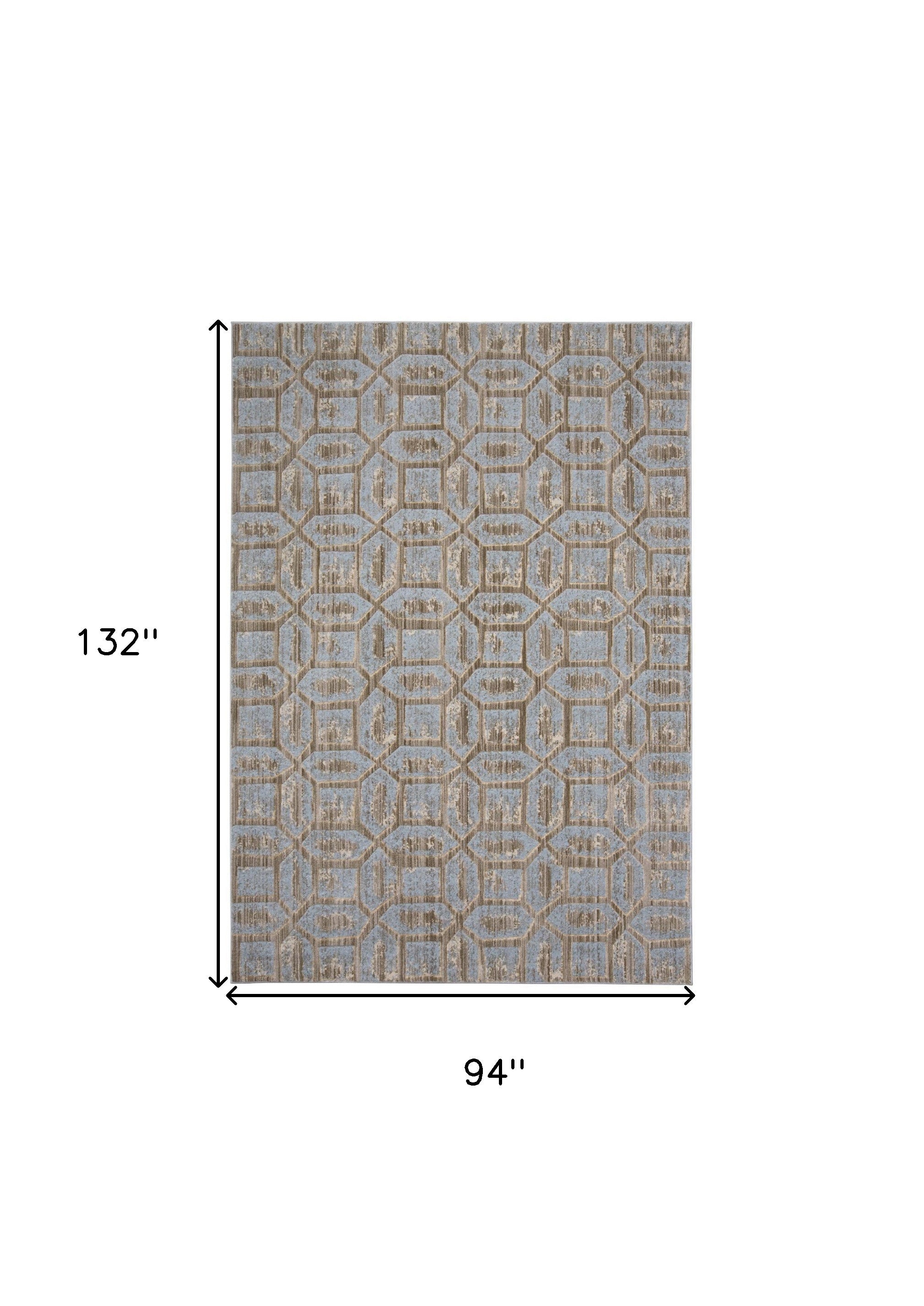 Blue Taupe And Ivory Floral Distressed Stain Resistant Area Rug - 2' X 4'