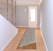 Blue Taupe And Ivory Floral Distressed Stain Resistant Area Rug - 2' X 4'