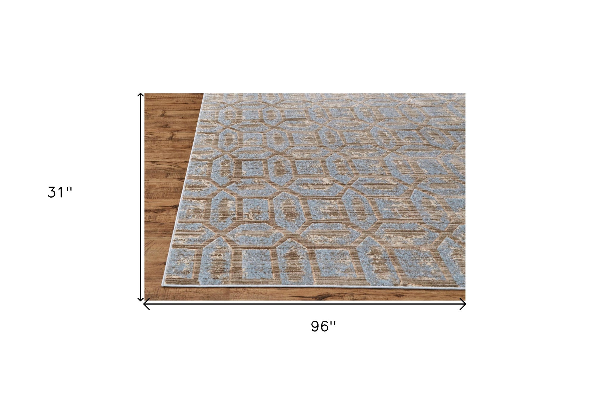 Blue Taupe And Ivory Floral Distressed Stain Resistant Area Rug - 2' X 4'