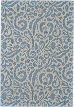 2' X 4' Blue Ivory And Tan Floral Distressed Stain Resistant Area Rug