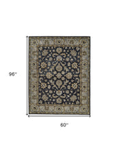 4' X 6' Blue Gray And Taupe Wool Floral Tufted Handmade Stain Resistant Area Rug
