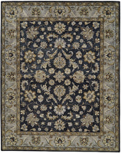 4' X 6' Blue Gray And Taupe Wool Floral Tufted Handmade Stain Resistant Area Rug