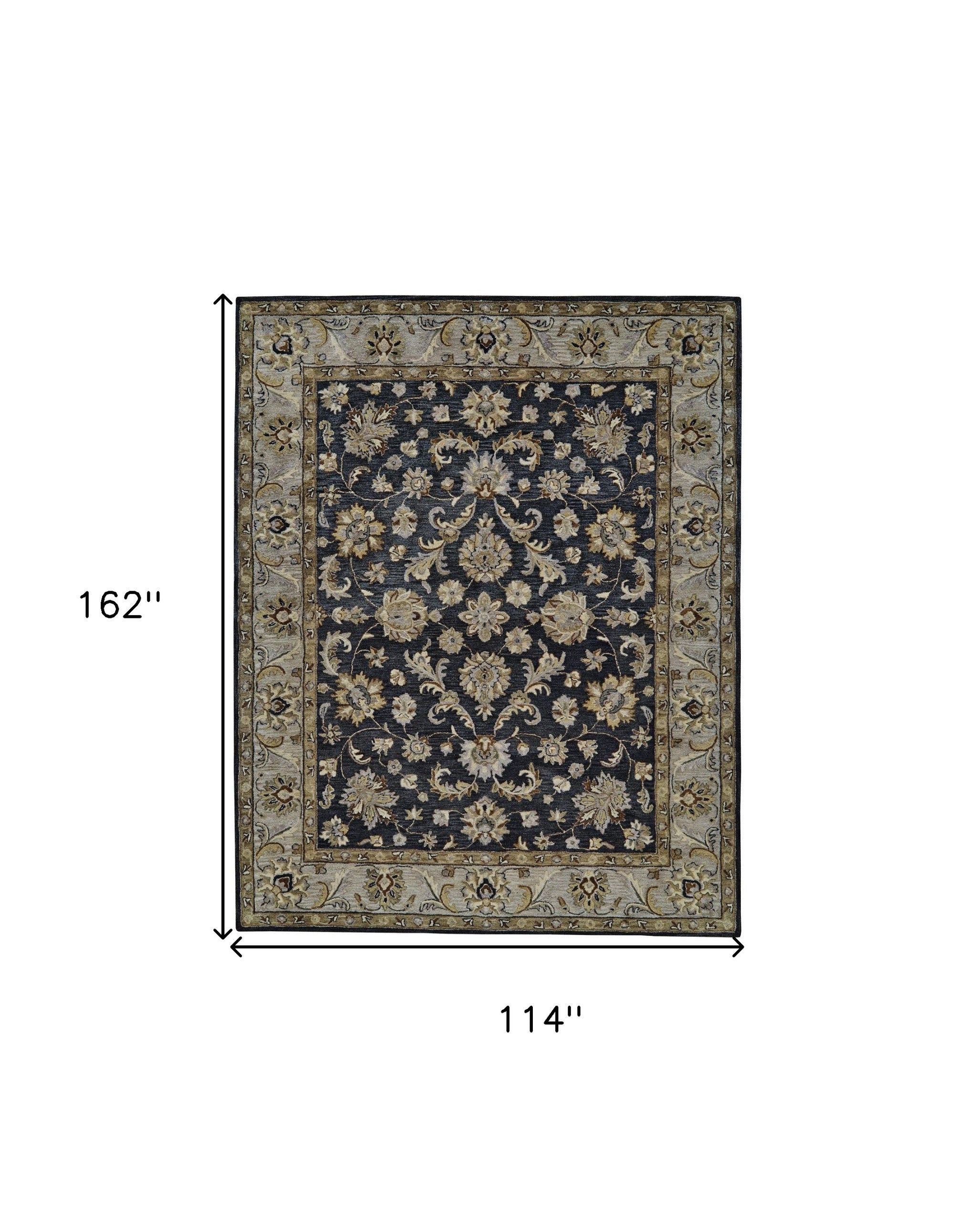 4' X 6' Blue Gray And Taupe Wool Floral Tufted Handmade Stain Resistant Area Rug