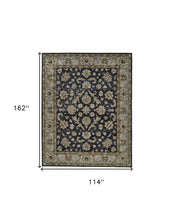 4' X 6' Blue Gray And Taupe Wool Floral Tufted Handmade Stain Resistant Area Rug