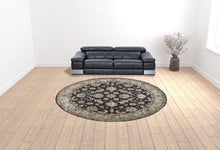 4' X 6' Blue Gray And Taupe Wool Floral Tufted Handmade Stain Resistant Area Rug