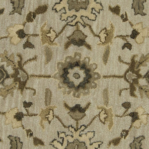 4' X 6' Gray Ivory And Taupe Wool Floral Tufted Handmade Stain Resistant Area Rug