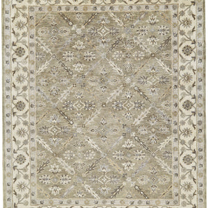 4' X 6' Green Brown And Taupe Wool Paisley Tufted Handmade Stain Resistant Area Rug