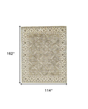 4' X 6' Green Brown And Taupe Wool Paisley Tufted Handmade Stain Resistant Area Rug