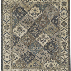Blue Gray And Taupe Wool Paisley Tufted Handmade Stain Resistant Area Rug - 4' x 6'