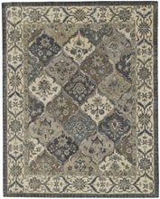 Blue Gray And Taupe Wool Paisley Tufted Handmade Stain Resistant Area Rug - 4' x 6'
