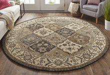 Blue Gray And Taupe Wool Paisley Tufted Handmade Stain Resistant Area Rug - 4' x 6'
