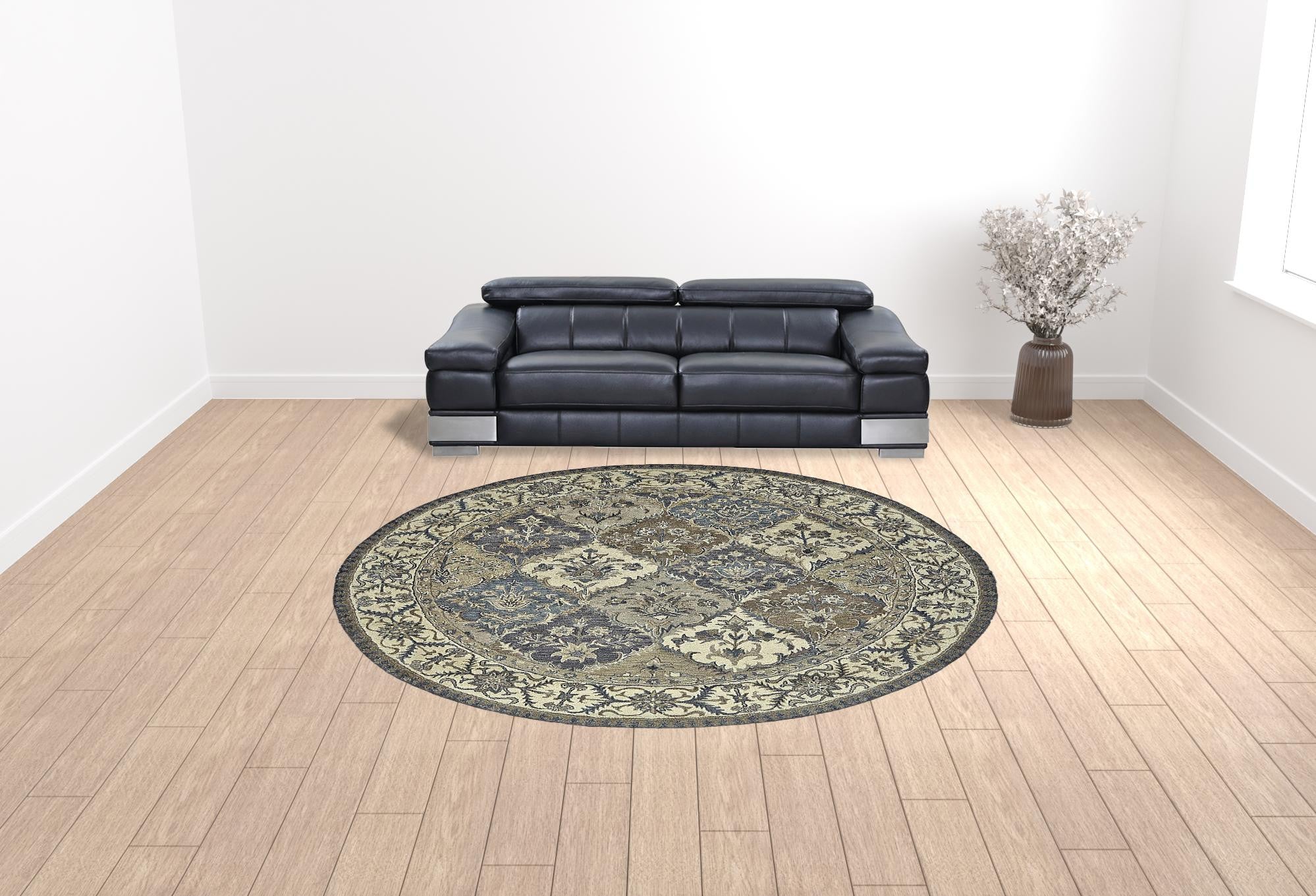 Blue Gray And Taupe Wool Paisley Tufted Handmade Stain Resistant Area Rug - 4' x 6'