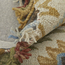 Ivory Green And Orange Round Wool Paisley Tufted Handmade Stain Resistant Area Rug With Fringe 8'