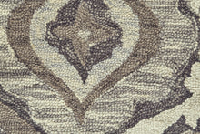 8' Gray Taupe And Ivory Round Wool Floral Tufted Handmade Stain Resistant Area Rug With Fringe