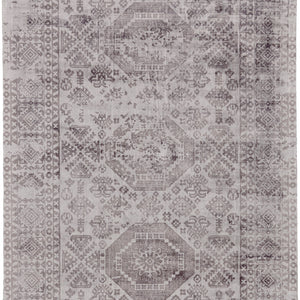 4' X 6' Gray And Purple Abstract Hand Woven Area Rug