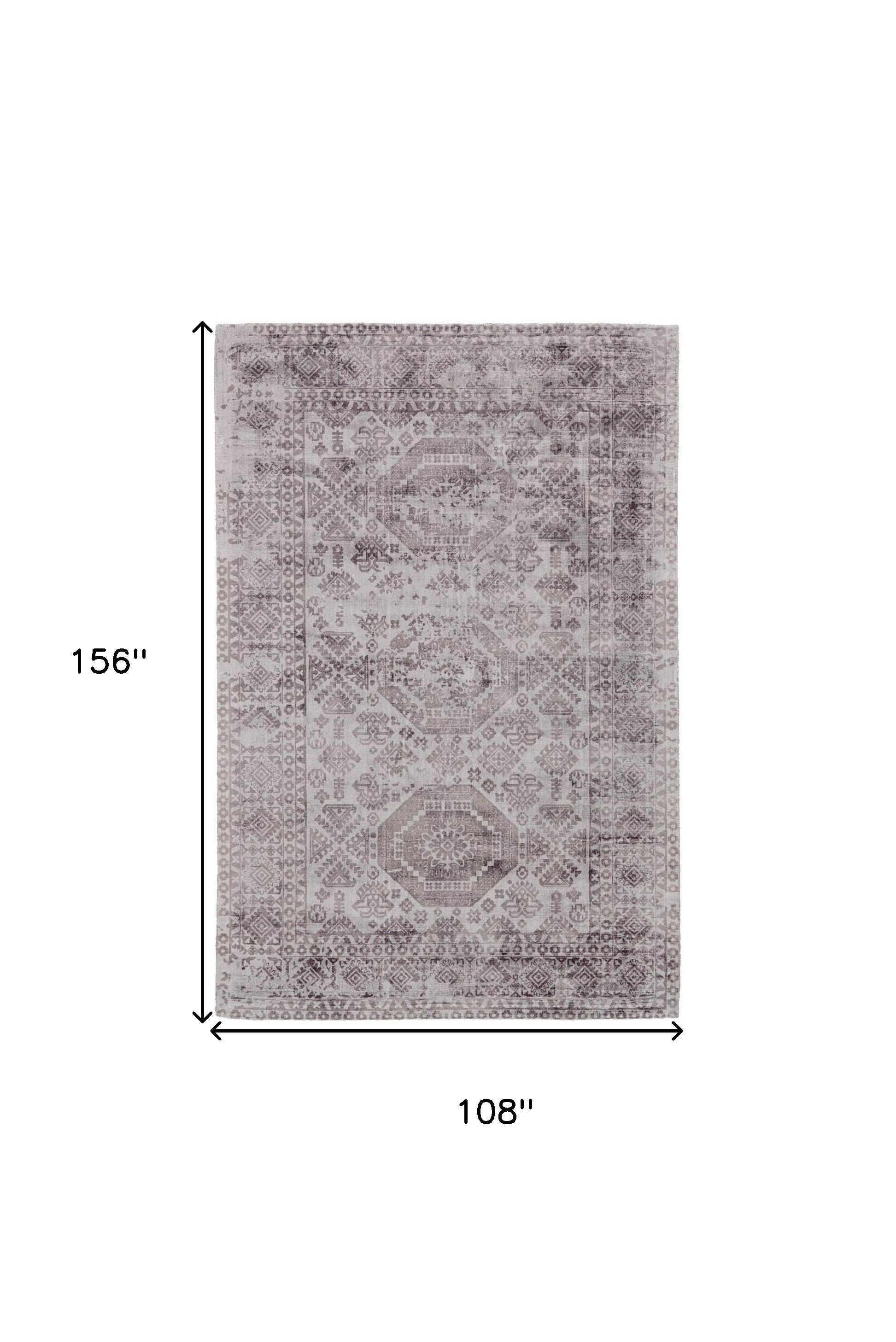 4' X 6' Gray And Purple Abstract Hand Woven Area Rug