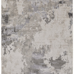 5' X 8' Ivory And Gray Abstract Stain Resistant Area Rug