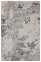 5' X 8' Ivory And Gray Abstract Stain Resistant Area Rug