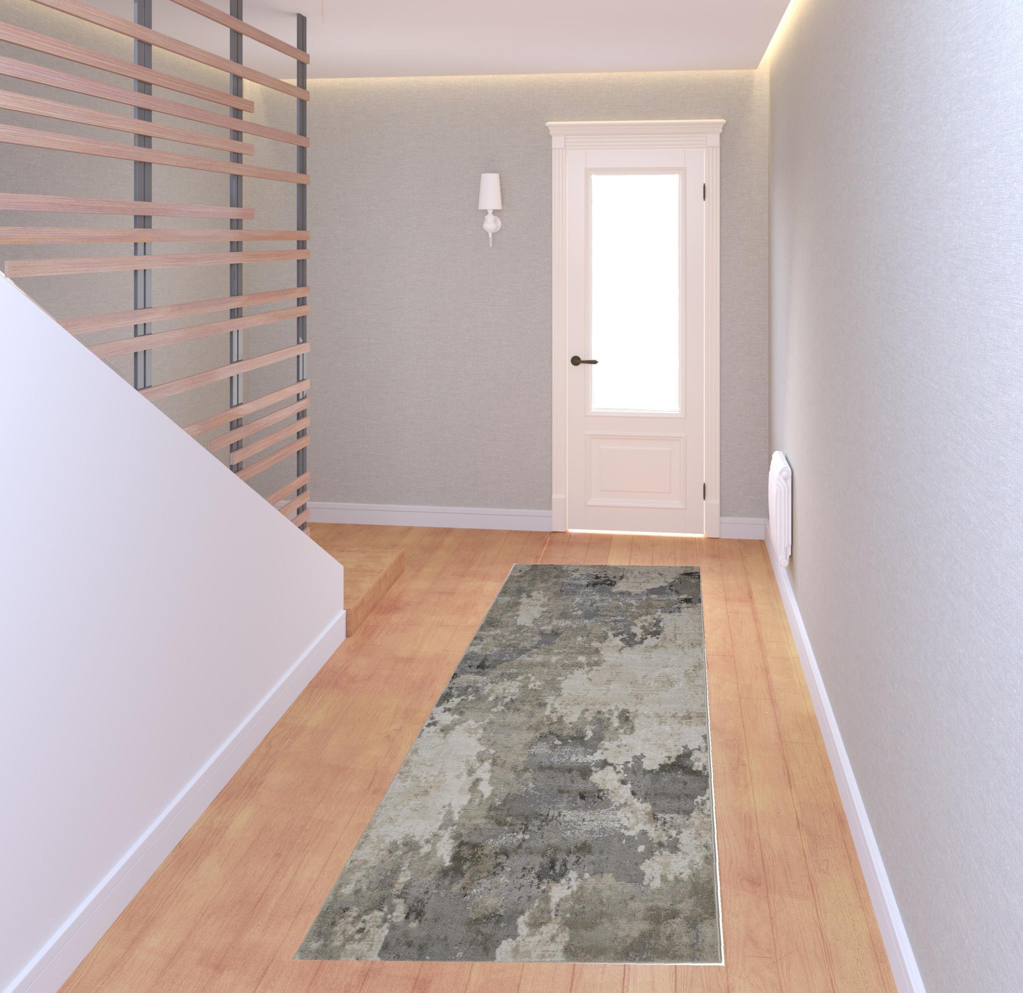 5' X 8' Ivory And Gray Abstract Stain Resistant Area Rug