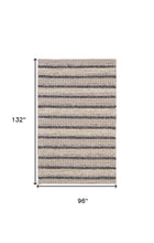 4' X 6' Ivory Tan And Gray Wool Hand Woven Stain Resistant Area Rug