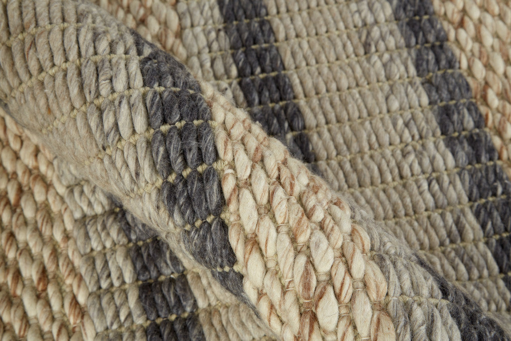 4' X 6' Ivory Tan And Gray Wool Hand Woven Stain Resistant Area Rug