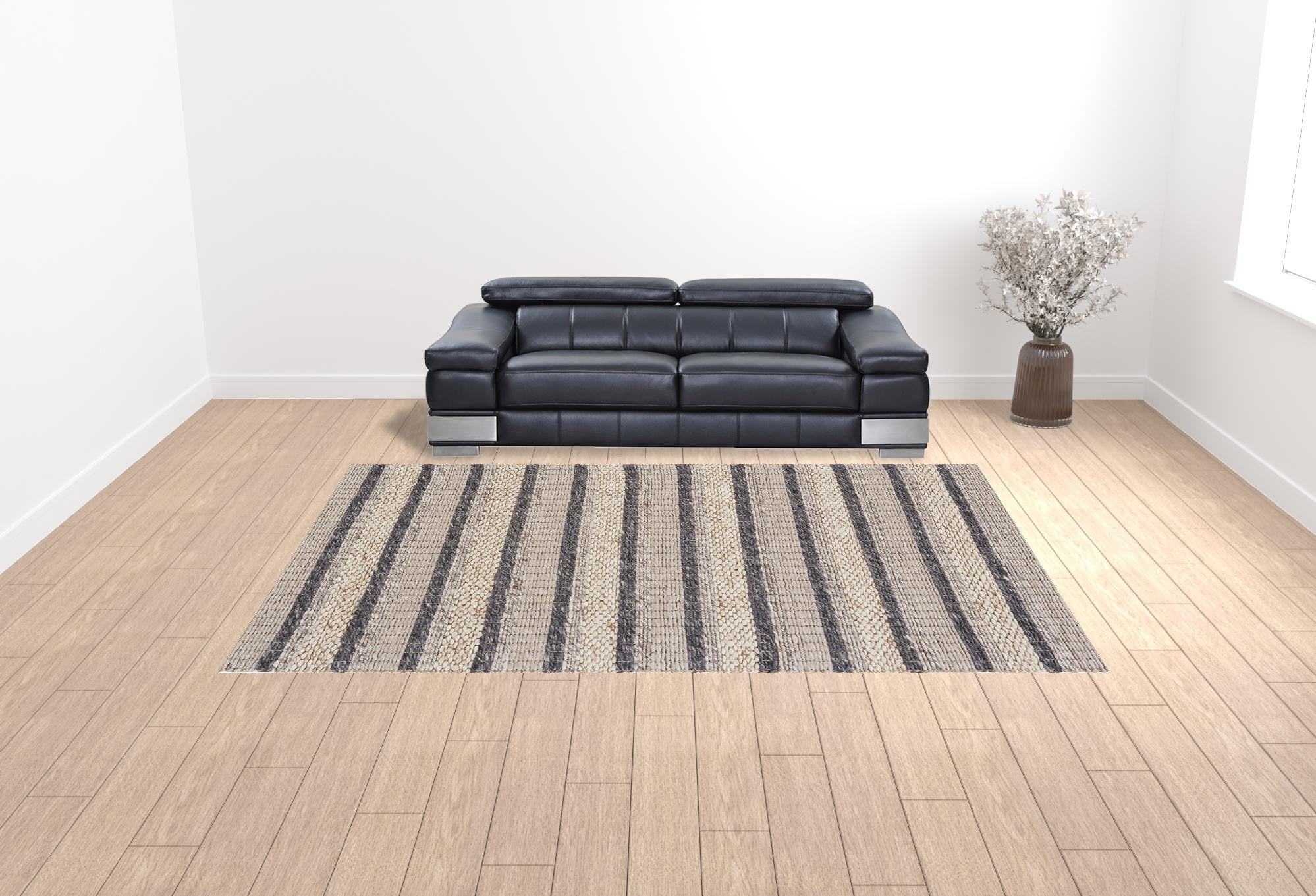 4' X 6' Ivory Tan And Gray Wool Hand Woven Stain Resistant Area Rug