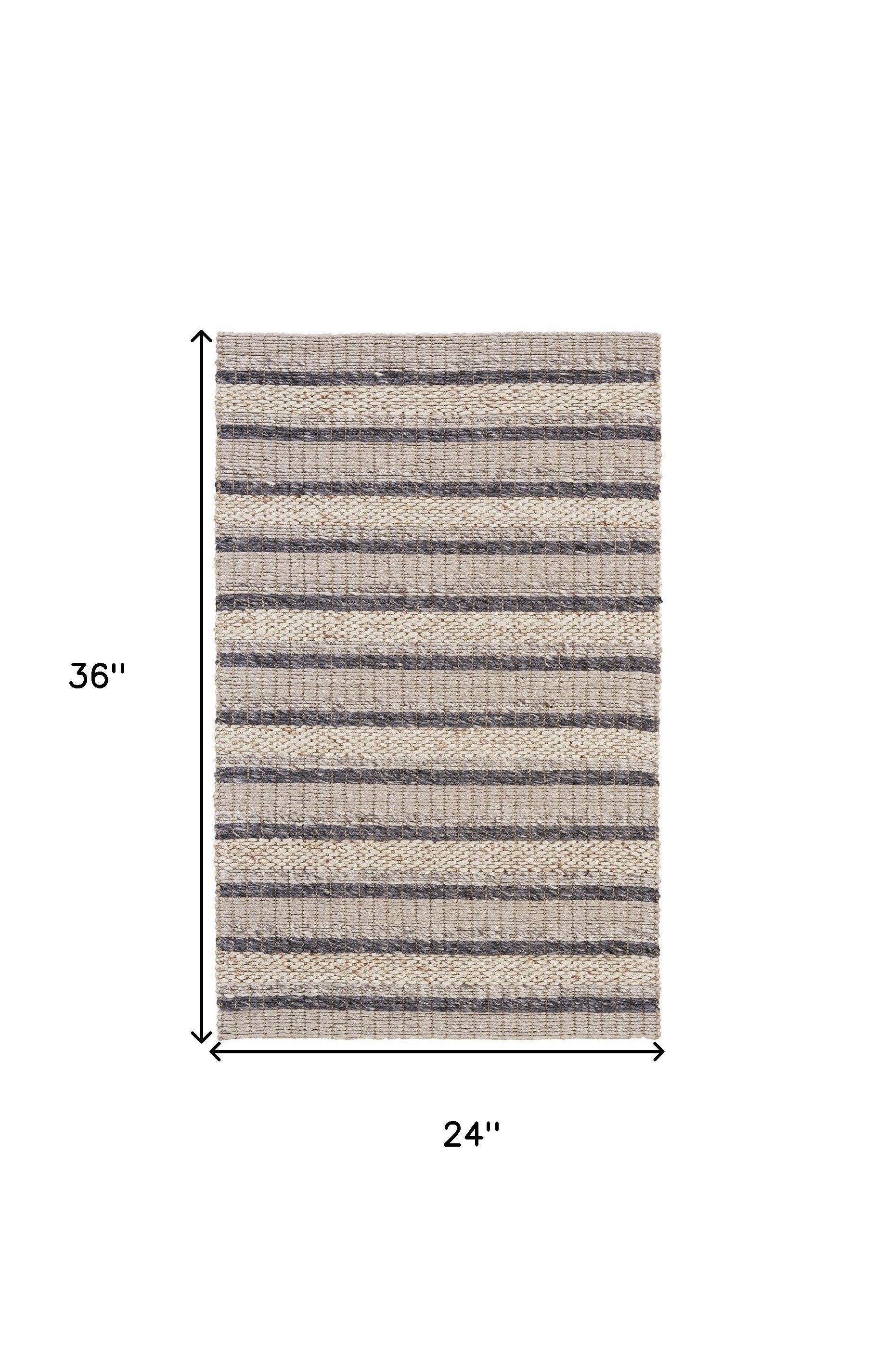 4' X 6' Ivory Tan And Gray Wool Hand Woven Stain Resistant Area Rug