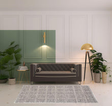 4' X 6' Ivory And Gray Wool Plaid Hand Woven Stain Resistant Area Rug