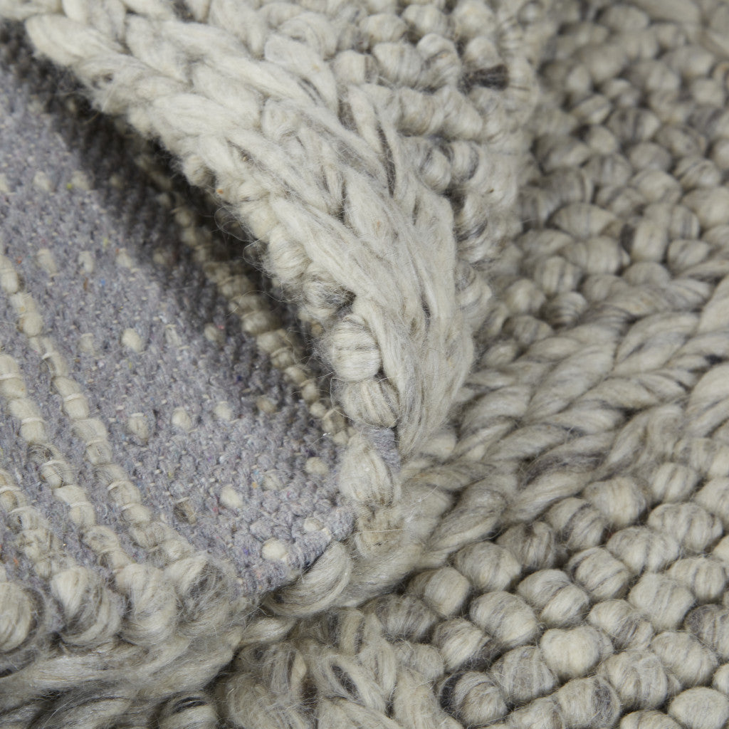 4' X 6' Ivory And Gray Wool Plaid Hand Woven Stain Resistant Area Rug