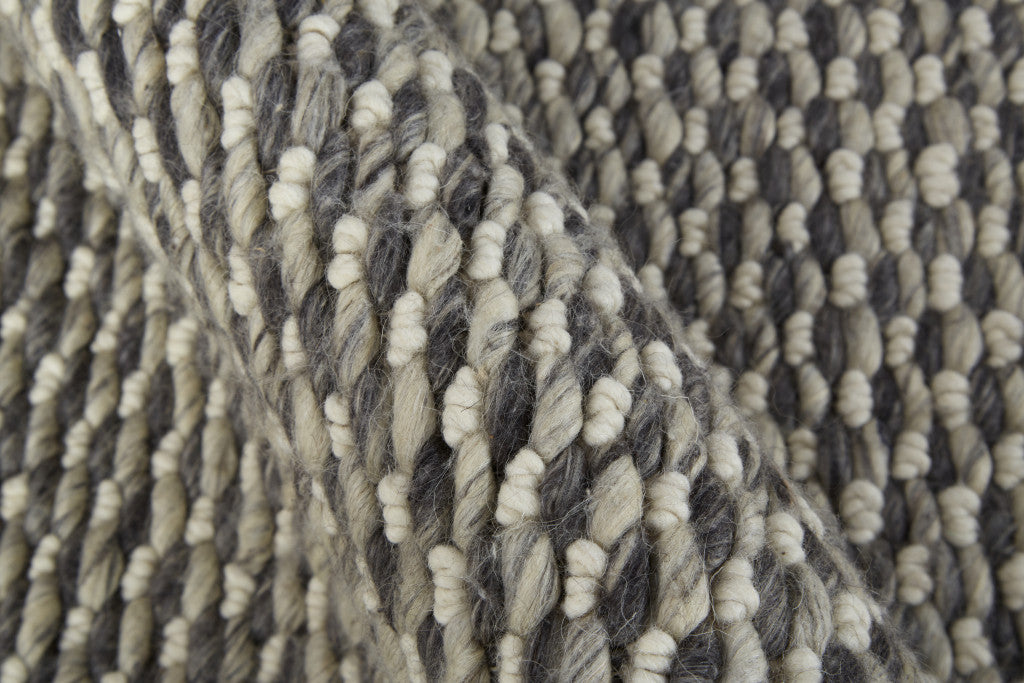 4' X 6' Gray And Ivory Wool Floral Hand Woven Stain Resistant Area Rug