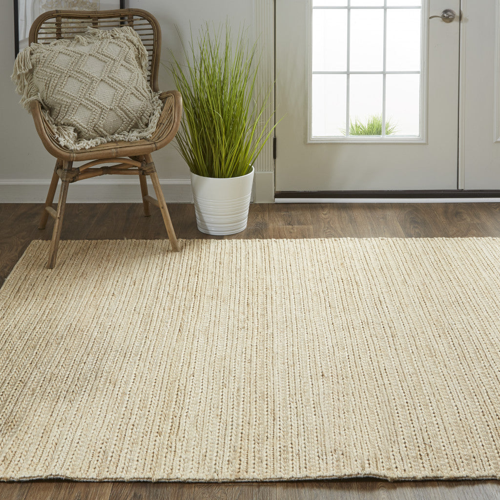 4' X 6' Tan Ivory And Taupe Hand Woven Area Rug